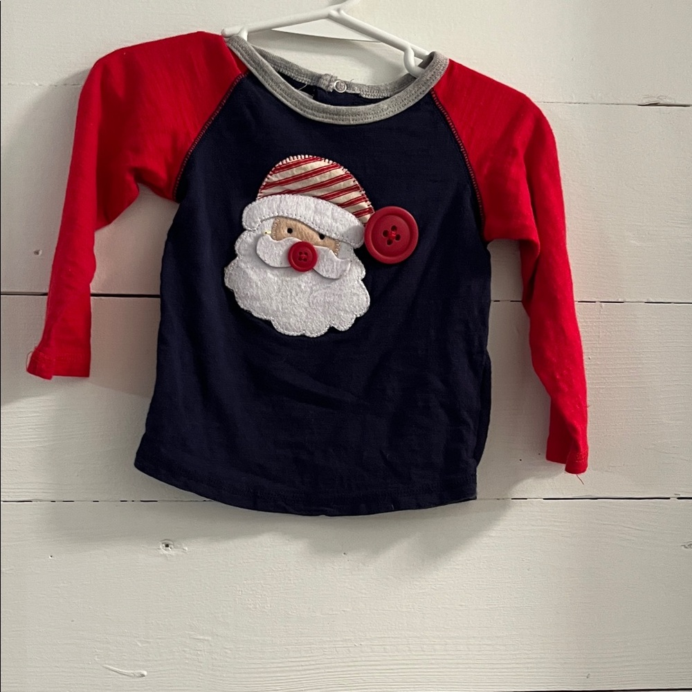 Mud Pie Red and Navy Santa Long Sleeve Tee